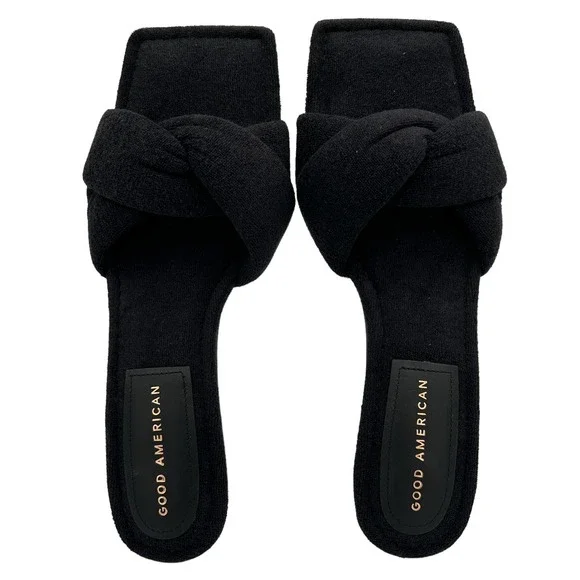 Good American Terry Kickstand Slides in a Size 9 Black New In Box - Picture 11 of 11